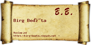 Birg Beáta névjegykártya